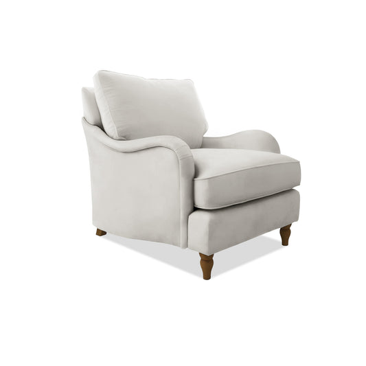 Isobel Armchair with Big Back Cushion in Pearl Grey Linen - Hand Made in USA