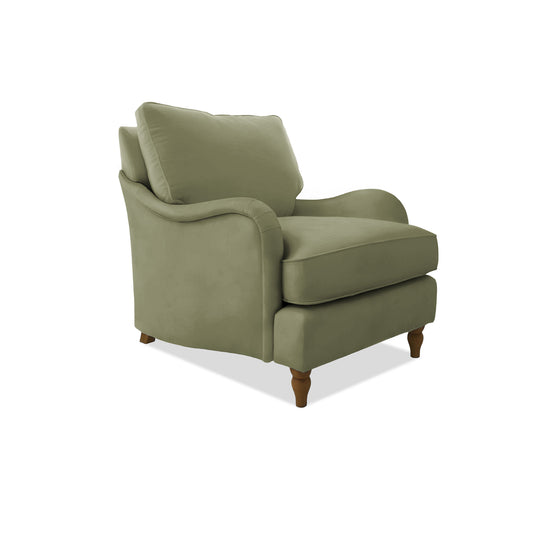 Isobel Armchair with Big Back Cushion in Sage Linen - Hand Made in USA