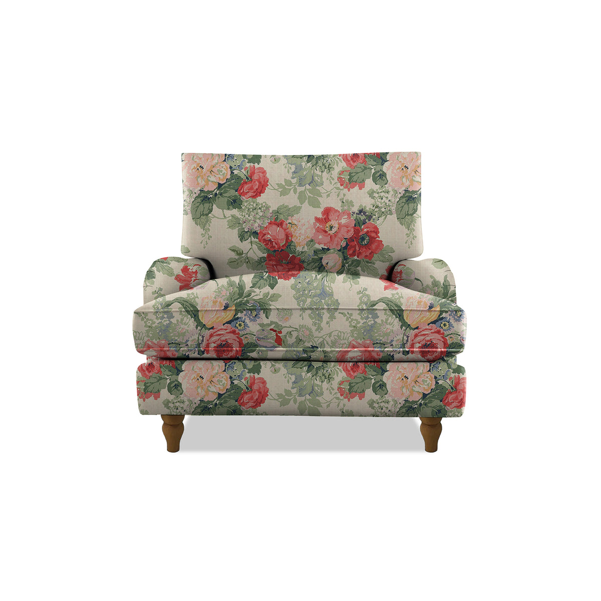 Isobel Armchair with Big Back Cushion in Natural Linen Classic Rose - Hand Made in USA