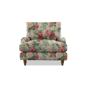 Isobel Armchair with Big Back Cushion in Natural Linen Classic Rose - Hand Made in USA