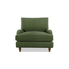 Isobel Armchair with Big Back Cushion in Cotton Linen Evergreen - Hand Made in USA