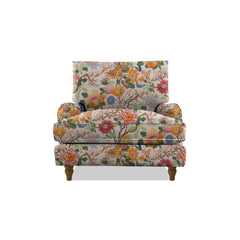 Isobel Armchair with Big Back Cushion in Magnolia Cream Blue - Hand Made in USA