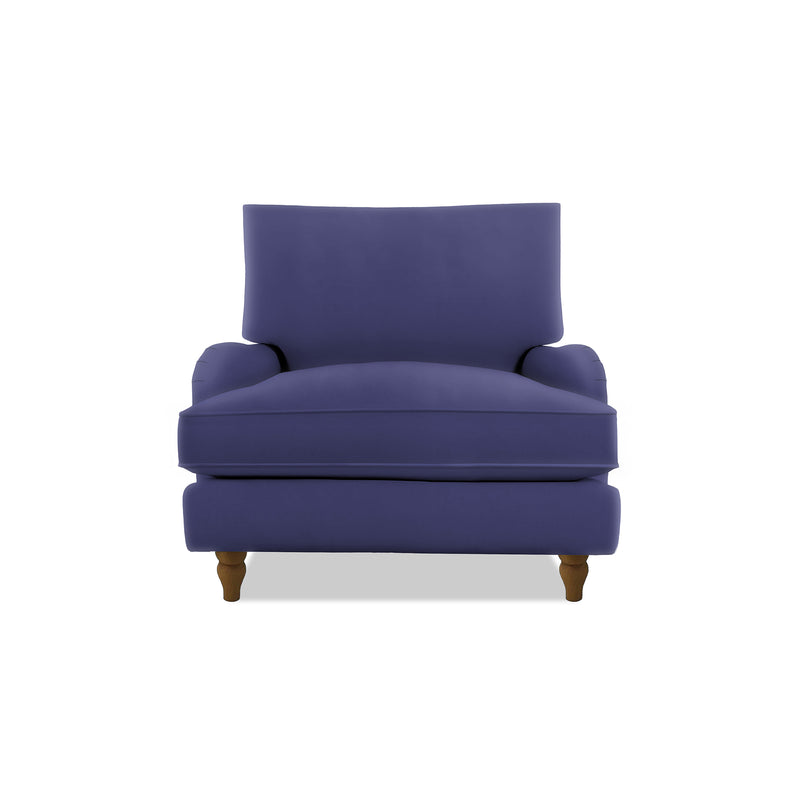 Isobel Armchair with Big Back Cushion in Cotton Linen Inkspot - Hand Made in USA