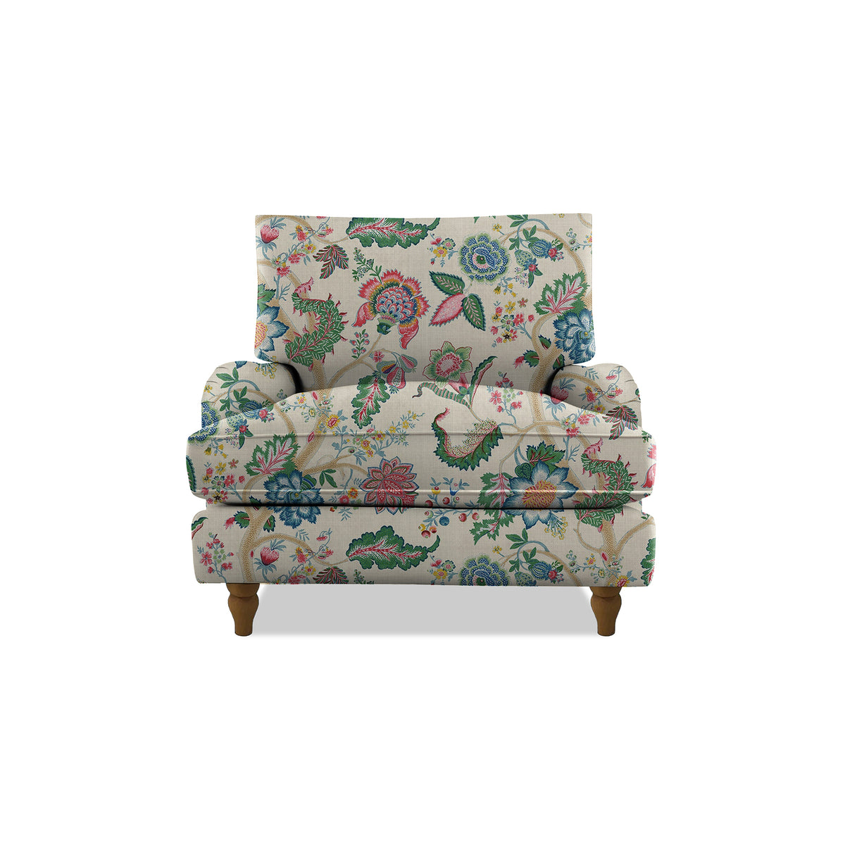 Isobel Armchair with Big Back Cushion in Natural Linen Kitty Spring Green - Hand Made in USA