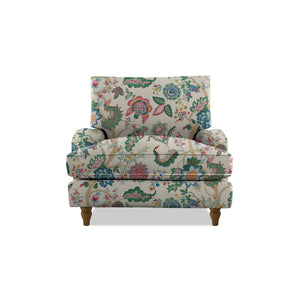 Isobel Armchair with Big Back Cushion in Natural Linen Kitty Spring Green - Hand Made in USA