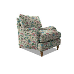 Isobel Armchair with Big Back Cushion in Natural Linen Kitty Spring Green - Hand Made in USA