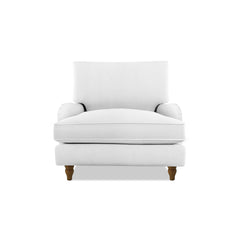 Isobel Armchair with Big Back Cushion in Cotton Linen Snow Drop - Hand Made in USA