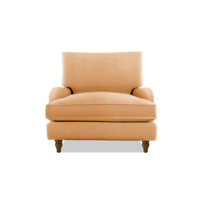 Isobel Armchair with Big Back Cushion in Cotton Linen Sunflower - Hand Made in USA