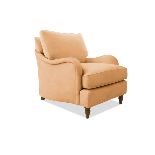 Isobel Armchair with Big Back Cushion in Cotton Linen Sunflower - Hand Made in USA