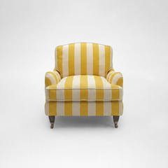 Isobel Armchair with Big Back Cushion in Dandelion Stripe - Hand Made in USA