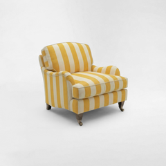 Isobel Armchair with Big Back Cushion in Dandelion Stripe - Hand Made in USA
