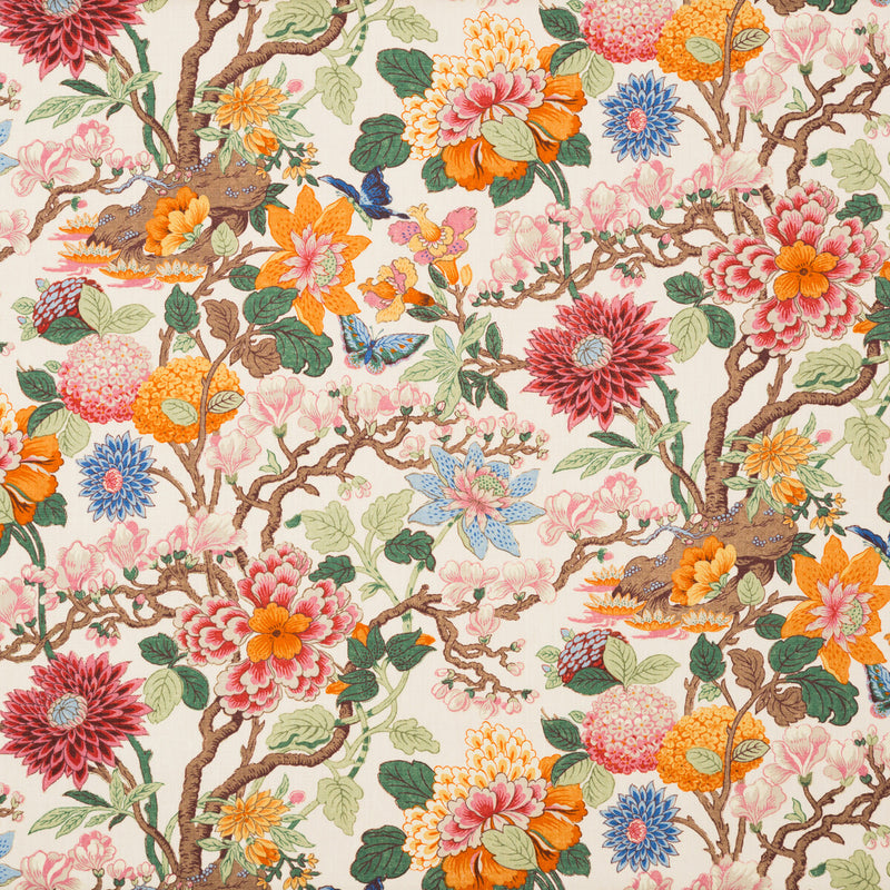 Magnolia Cream Blue Fabric Swatch