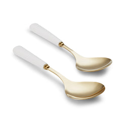White Porcelain Salad Servers - Set of 2
