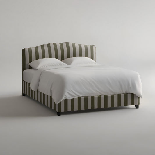 Rose Bed in Spring Green Stripe - Hand Made in USA