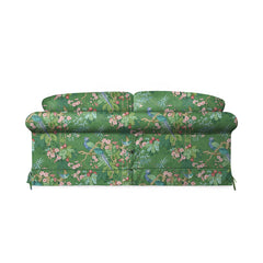 Salthrop Large Sofa with Big Back Cushion in Juniper with Pine Velvet Trim - Hand Made in USA