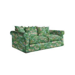 Salthrop Large Sofa with Scatter Cushion in Juniper with Pine Velvet Trim - Hand Made in USA