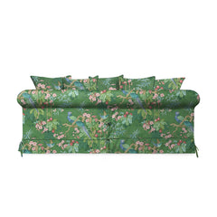 Salthrop Large Sofa with Scatter Cushion in Juniper with Pine Velvet Trim - Hand Made in USA