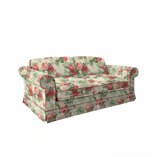Salthrop Large Sofa with Big Back Cushion in Classic Rose with Rosewood Velvet Trim - Hand Made in USA