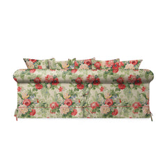 Salthrop Large Sofa with Scatter Cushion in Classic Rose with Rosewood Velvet Trim - Hand Made in USA