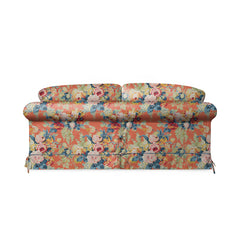 Salthrop Large Sofa with Big Back Cushion in Coral Orange with Lagoon Velvet Trim - Hand Made in USA