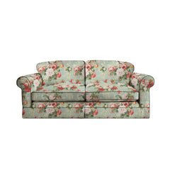 Salthrop Large Sofa with Big Back Cushion in Grey Skies with Green Tea Velvet Trim - Hand Made in USA