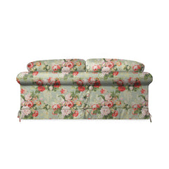 Salthrop Large Sofa with Big Back Cushion in Grey Skies with Green Tea Velvet Trim - Hand Made in USA