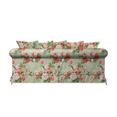 Salthrop Large Sofa with Scatter Cushion in Grey Skies with Green Tea Velvet Trim - Hand Made in USA
