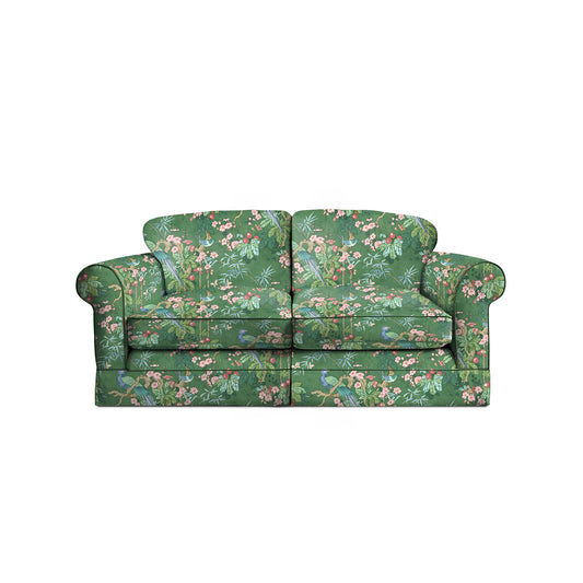 Salthrop Medium Sofa with Big Back Cushion in Juniper with Pine Velvet Trim - Hand Made in USA