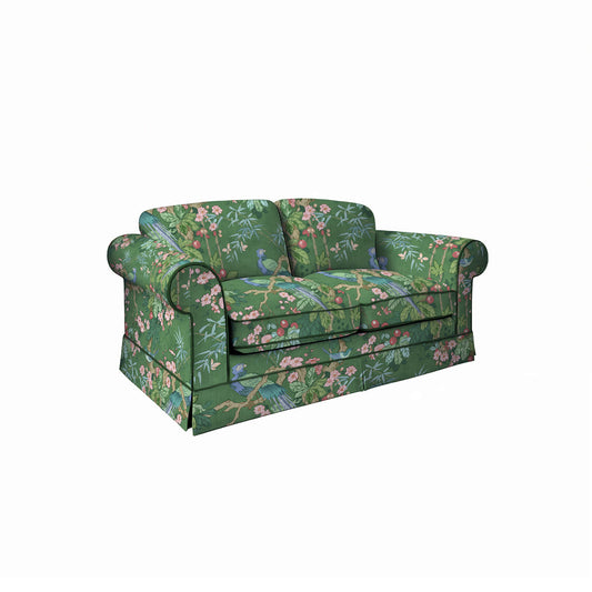 Salthrop Medium Sofa with Big Back Cushion in Juniper with Pine Velvet Trim - Hand Made in USA