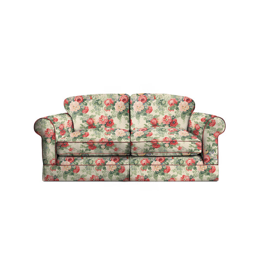 Salthrop Medium Sofa with Big Back Cushion in Classic Rose with Rosewood Velvet Trim - Hand Made in USA