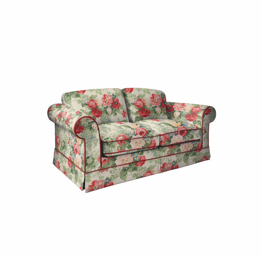 Salthrop Medium Sofa with Big Back Cushion in Classic Rose with Rosewood Velvet Trim - Hand Made in USA