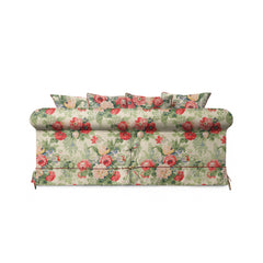 Salthrop Medium Sofa with Scatter Cushion in Classic Rose with Rosewood Velvet Trim - Hand Made in USA