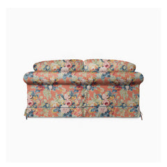 Salthrop Medium Sofa with Big Back Cushion in Coral Orange with Lagoon Velvet Trim - Hand Made in USA
