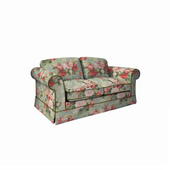 Salthrop Medium Sofa with Big Back Cushion in Grey Skies with Green Tea Velvet Trim - Hand Made in USA