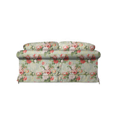 Salthrop Medium Sofa with Big Back Cushion in Grey Skies with Green Tea Velvet Trim - Hand Made in USA