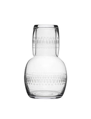 Smoky Carafe Set and Glass with Ovals Design by Vintage List