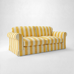 Barton Large Sofa with Big Back Cushions in Dandelion Stripe - Handmade to Order in the USA