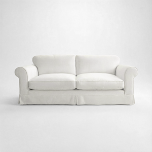 Barton Large Sofa with Big Back Cushions in Cotton Linen Cool Coconut - Handmade to Order in the USA