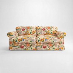 Barton Large Sofa with Big Back Cushions in Magnolia Cream Blue - Hand Made in USA