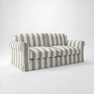 Barton Large Sofa with Big Back Cushions in Garden Grey Stripe - Handmade to Order in the USA