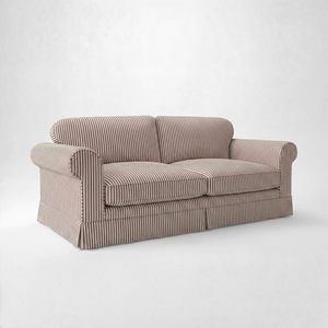 Barton Large Sofa with Big Back Cushions in Narrow Chocolate Stripe - Handmade to Order in the USA