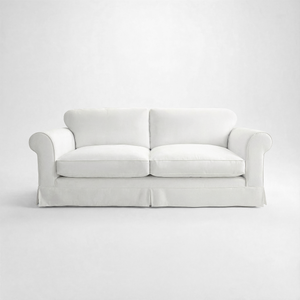 Barton Large Sofa with Big Back Cushions in Cotton Linen Snowdrop - Handmade to Order in the USA