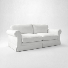 Barton Large Sofa with Big Back Cushions in Cotton Linen Snowdrop - Handmade to Order in the USA