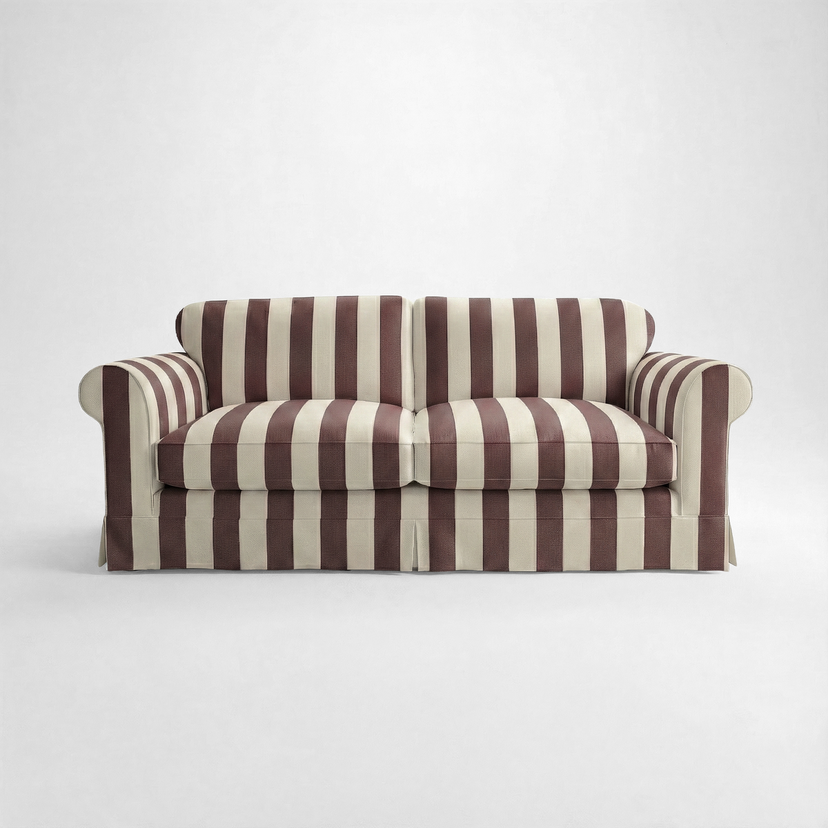 Barton Large Sofa with Big Back Cushions in Chocolate Stripe - Handmade to Order in the USA