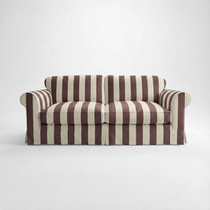 Barton Large Sofa with Big Back Cushions in Chocolate Stripe - Handmade to Order in the USA