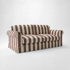Barton Large Sofa with Big Back Cushions in Chocolate Stripe - Handmade to Order in the USA