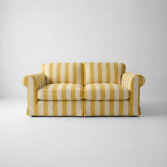 Barton 2-Seater Sofa with Big Back Cushions in Dandelion Stripe - Handmade to Order in the USA