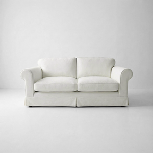 Barton 2-Seater Sofa with Big Back Cushions in Cotton Linen Cool Coconut - Handmade to Order in the USA