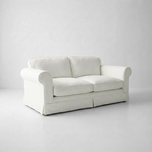 Barton 2-Seater Sofa with Big Back Cushions in Cotton Linen Cool Coconut - Handmade to Order in the USA