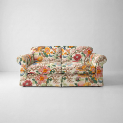 Barton 2-Seater Sofa with Big Back Cushions in Magnolia Cream Blue - Handmade to Order in the USA